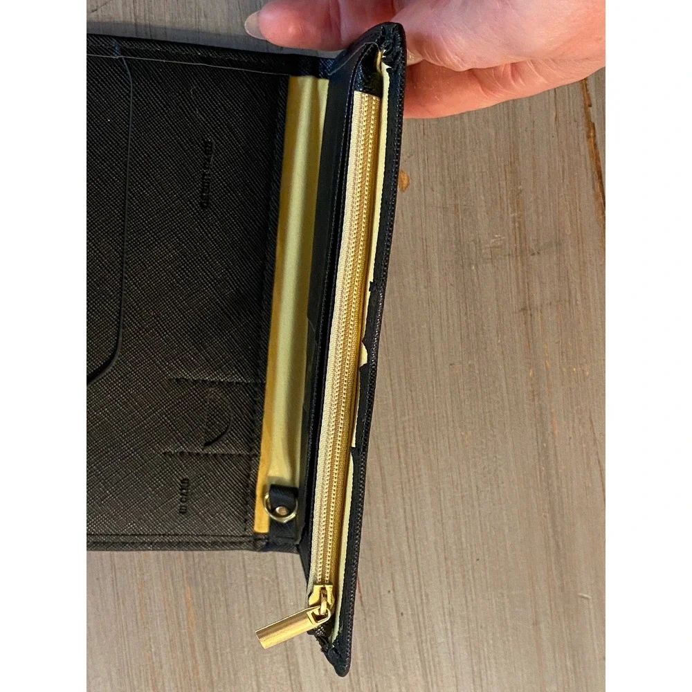 Zoppen Black Saffiano Faux Leather Travel Wallet Passport Holder Organizer